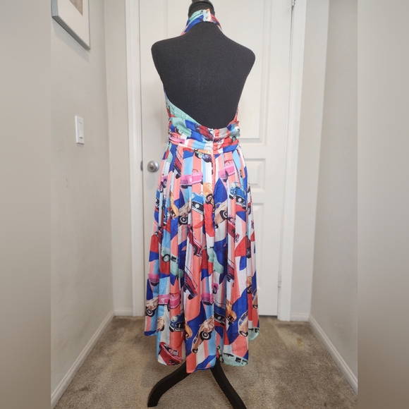 Designer Inspired Summer Dress Medium Pop Red White Blue - Picture 5 of 14